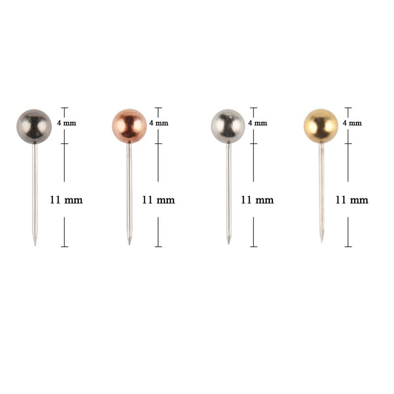 SUBANG 800 Pieces Map Tacks 1/8-Inch Retro Metallic Color Beads Head Marking Push Pins, 4 Colors - Image 3